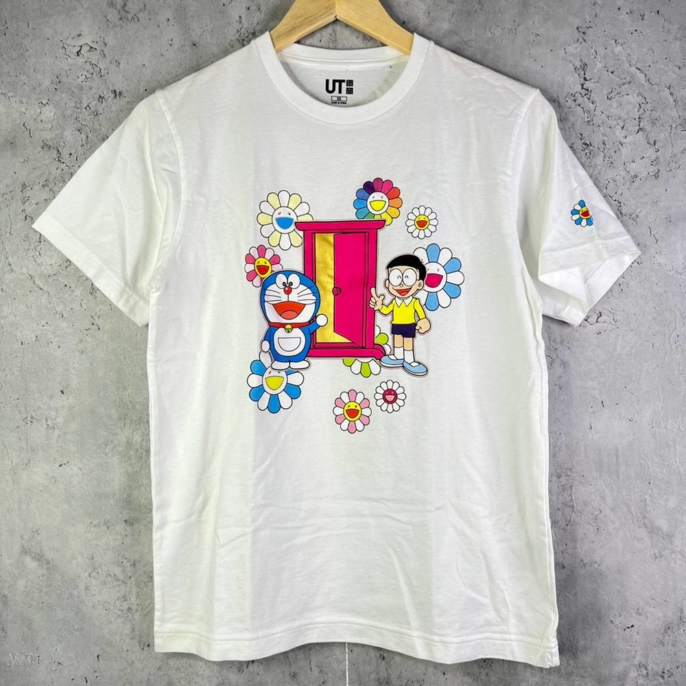 Takashi Murakami x Uniqlo x Doraemon Rainbow White Tee Shirt
